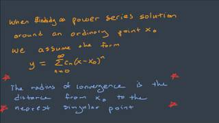 Radius of Convergence for Series Solution of a Differential Equation Including Complex Sing Pts [upl. by Calica37]