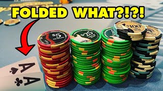 4000  510 FOLDING pocket ACES pre flop in a CASH GAME  Poker Vlog 128 [upl. by Liscomb]