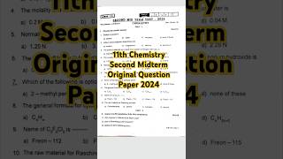 11th Chemistry Second Midterm Original Question Paper 2024 Most Important Question [upl. by Llennoj]