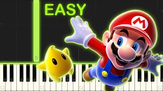 SUPER MARIO GALAXY  GUSTY GARDEN  EASY Piano Tutorial [upl. by Amick878]