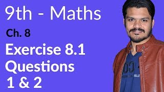 9th Class Math Exercise 81 Question no 1 amp 2  Ch 8  Matric part 1 Math [upl. by Kalasky]