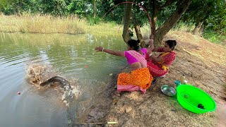 Amazing Fishing Video In Forest Pond  village girl fishing Best Fishing Video fishingvideo [upl. by Northey]