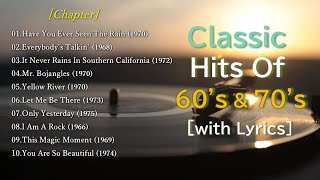 Classic Popular Music of 60s amp 70s with Lyrics Hits of All Time [upl. by Norrahs]