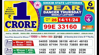 Lottery Result Today 6pm 14112024  Official  Sikkim Lottery [upl. by Ennoira]