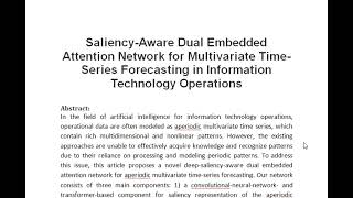 Saliency Aware Dual Embedded Attention Network for Multivariate Time Series Forecasting in Informati [upl. by Tarkany]