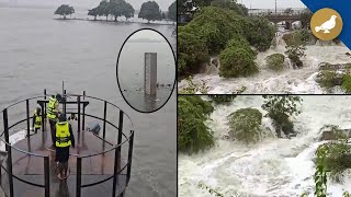 Hussain Sagar Lake floodgates lifted amid heavy rains  Hyderabad [upl. by Safier]