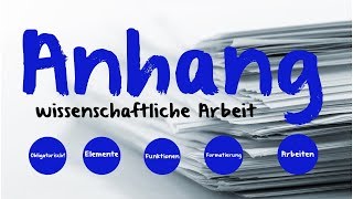 Anhang Bachelorarbeit Hausarbeit Masterarbeit [upl. by Anelem]