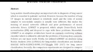 LDNNET Towards Robust Classification of Lung Nodule and Cancer Using Lung Dense Neural Network [upl. by Durkin607]