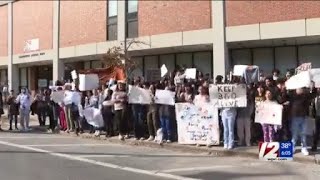 Students protest planned Providence school merger [upl. by Eisso]