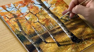 How to Draw Autumn Forest  Acrylic Painting for Beginners [upl. by Eural]