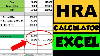 HRA Exemption Excel Calculator for Salaried Employees  House Rent Allowance Calculation Income Tax [upl. by Nilrem330]