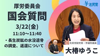 【字幕あり】2024年3月22日 参議院厚生労働委員会 大椿ゆうこ 質疑 長生炭鉱 [upl. by Quentin]