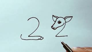 howto drawdeer sketch from 22number  deer drawing step by step Artsaif924 [upl. by Reginnej]