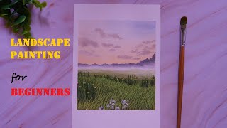 Landscape Painting  Easy Painting for Beginners [upl. by Wareing]