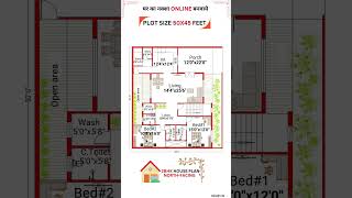 50 by 45 Feet 2BHK North Facing House Plan  North Face Plan houzy [upl. by Anitnatsnoc]