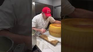 How To Open A 3000 Parmigiano Reggiano Cheese Wheel ParmigianoReggianoUSA parmigianoreggiano [upl. by Salvador297]