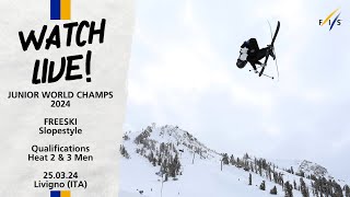 LIVE WJC 2024 Livigno  Freeski Slopestyle Qualification Men Heat 2amp3 1325 CET [upl. by Odlanier323]