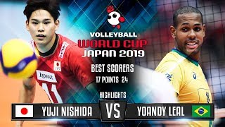 Highlights  Japan vs Brazil  Yuji Nishida vs Yoandy Leal  World Cup 2019 [upl. by Enirbas777]