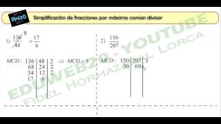 Primer año Simplificacion de fracciones por maximo comun divisor Video 1 [upl. by Vowel]