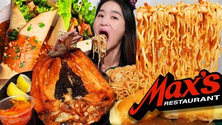 MAXS RESTAURANT FRESH LUMPIA amp FRIED BANGUS Pancit Canton Noodles Fried Seafood  ASMR Mukbang [upl. by Harpole]