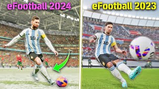 eFootball 2024 vs eFootball 2023  Graphics Comparison ✅ Celebration Gameplay  Fujimarupes [upl. by Hershell861]