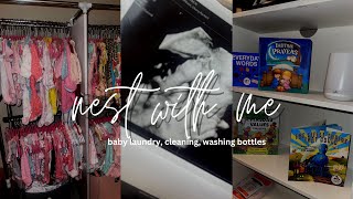 Nesting at 36 weeks  baby laundry • bottles • cleaning [upl. by Yrem42]