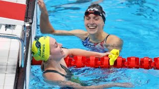 World champion Ariarne Titmus beats world record holder Katie Ledecky  Dressel takes first gold [upl. by Onibla]