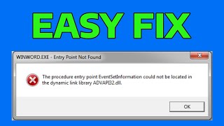 How To Fix ADVAPI32dll Was Not Found Missing Failed To Start [upl. by Haneekas]