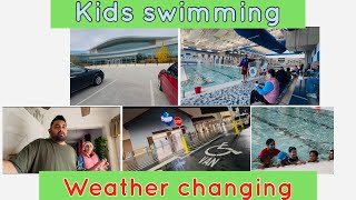 Kid swimming class from school  today weather change dailyvlog swimming myfirstvlog [upl. by Leihcar]