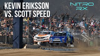 Kevin Eriksson vs Scott Speed  Nitro Rallycross INSANE Battle Bracket Round 4 Day 1 [upl. by Acinnor500]