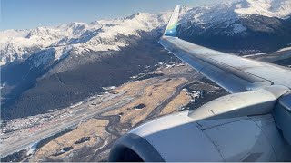 Alaska Airlines Boeing 737700 Winglets Steep Takeoff from Juneau International Airport [upl. by Kinsman]