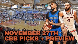 College Basketball Picks  Wednesday November 27th  The College Experience Basketball [upl. by Reginnej34]