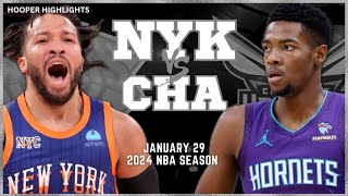 New York Knicks vs Charlotte Hornets Full Game Highlights  Jan 29  2024 NBA Season [upl. by Melisse]