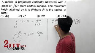 GRAVITATION A particle is projected vertically upwards with a speed under root gR [upl. by Nuhsed859]