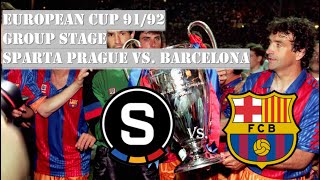 European Cup 9192  Group Stage  Sparta Prague vs Barcelona [upl. by Ynnhoj]