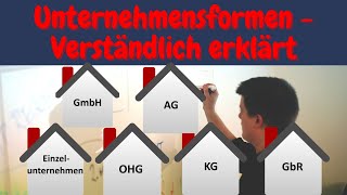 Unternehmensformen einfach erklärt  Rechtsformen Einzelunternehmen OHG KG GbR GmbH AG [upl. by Swigart874]