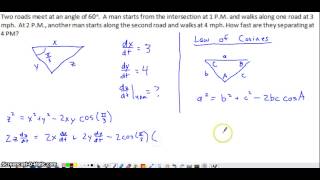 Related Rates  Law of Cosines [upl. by Box143]