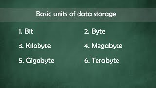 Basic units of data storage  bits bytes kilobytes megabytes gigabytes terabytes [upl. by Giorgi]