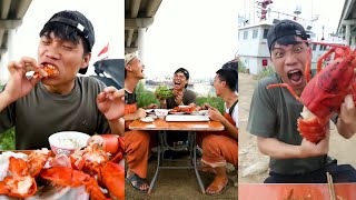 Funny chinese fisherman eating seafood  Funny video Mukbang 3 [upl. by Clarabelle445]