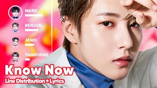 NCT U  Know Now Line Distribution  Lyrics Karaoke PATREON REQUESTED [upl. by Tilla]