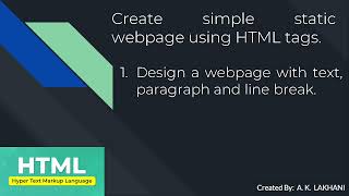 P 113 Design simple web page with text paragraph and line break  લખાણ ફકરો અને લાઇન બ્રેક HTML [upl. by Eugaet753]