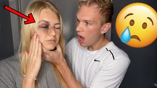 I Got Beat Up Prank On Boyfriend Cute Reaction [upl. by Rammus]