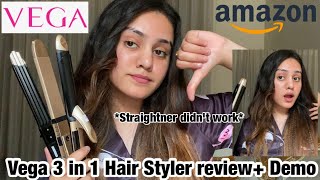 Vega 3 in 1 hair styler Review Demo 👎🏾Straightner didnt work kp styles [upl. by Anirbus]