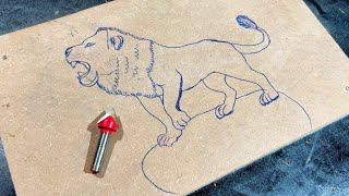 Wood carving lion  Router machine wood carving skills and techniques [upl. by Grekin220]