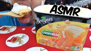 BREYERS CREAMSICLE ICE CREAM ASMR CHEWY EATING SOUNDS NO TALKING [upl. by Maroney481]