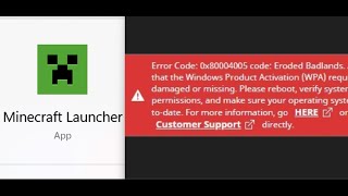 Fix Minecraft Launcher Error Code Eroded Badlands Error 0x80004005 On PC [upl. by Stalk]