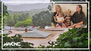 Stories of Survival  Ashevillearea family rescued from Helenes flood waters on their roof [upl. by Halfdan101]