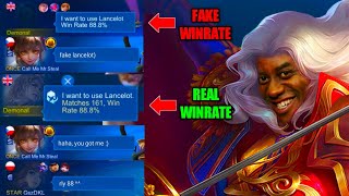 LANCELOT FAKE WINRATE PRANK THEN SHOWING REAL WINRATE  MLBB [upl. by Mccollum920]