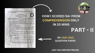 UPSC CSAT COMPREHENSION WITHOUT READING PASSAGES 15 DAYS STRATEGY QUALIFY QUANT upsciasips [upl. by Ecirtnas]