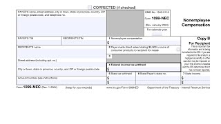 IRS Form 1099NEC walkthrough Nonemployee Compensation [upl. by Dolores]